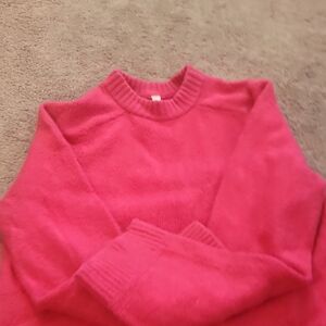 Women's Pink Sweater LULULEMON X-SmALL Loose Fit Wool And Cotton